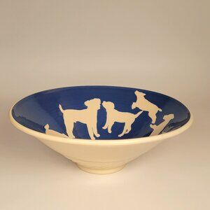 Vaughan L. Smith Westcote Bell Pottery Bowl Silhouette Dogs in Motion 9.25"